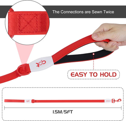 5Ft Waterproof Dog Leash Durable PVC Rope, Dog Lead Leash for Large,Medium,Small Dogs, Dog Leash for Walking, Running (Red)